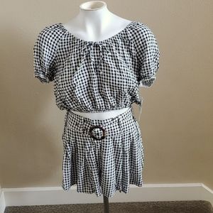 Juniors Womens Wallflower Gingham Crop Top and Short Set Size Small Large NWT